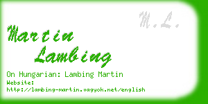 martin lambing business card